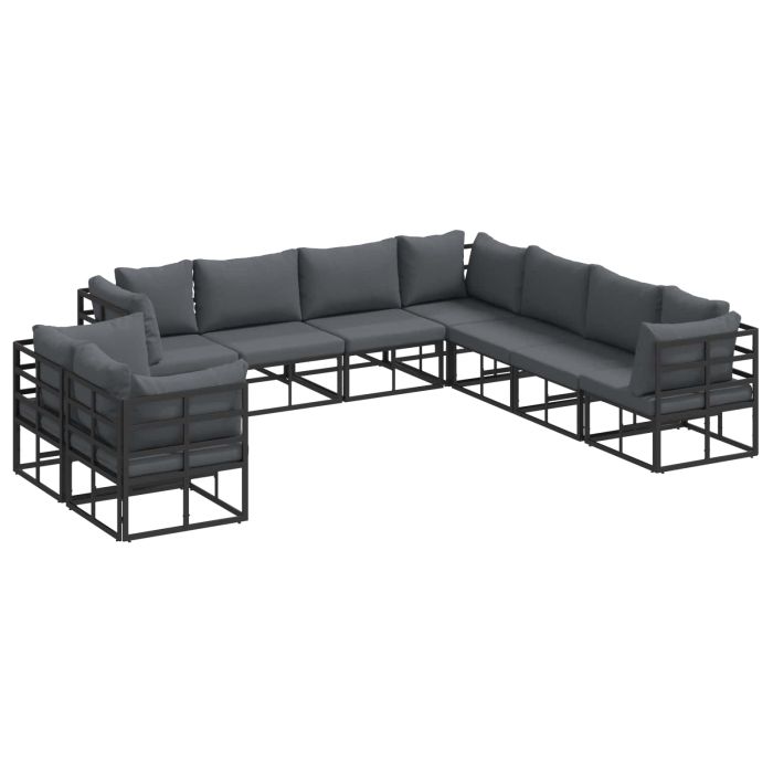 PRCOVE Garden Sofa Set with Cushion 9 pcs Aluminium - Black