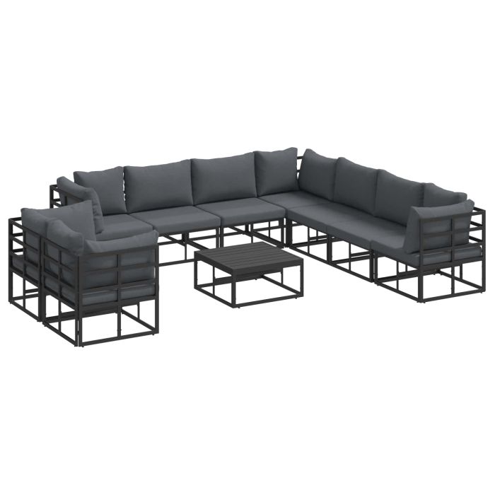 PRCOVE Garden Sofa Set with Cushion 10 pcs Aluminium - Black