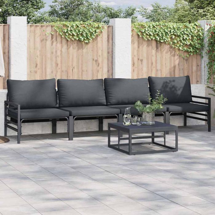WAVUE Garden Sofa Set with Cushion 4 pcs Steel - Black