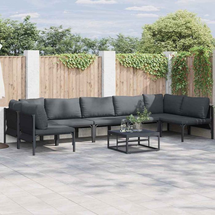 WAVUE Garden Sofa Set with Cushion 7 pcs Steel - Black