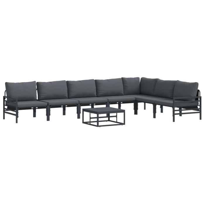 WAVUE Garden Sofa Set with Cushion 8 pcs Steel - Black