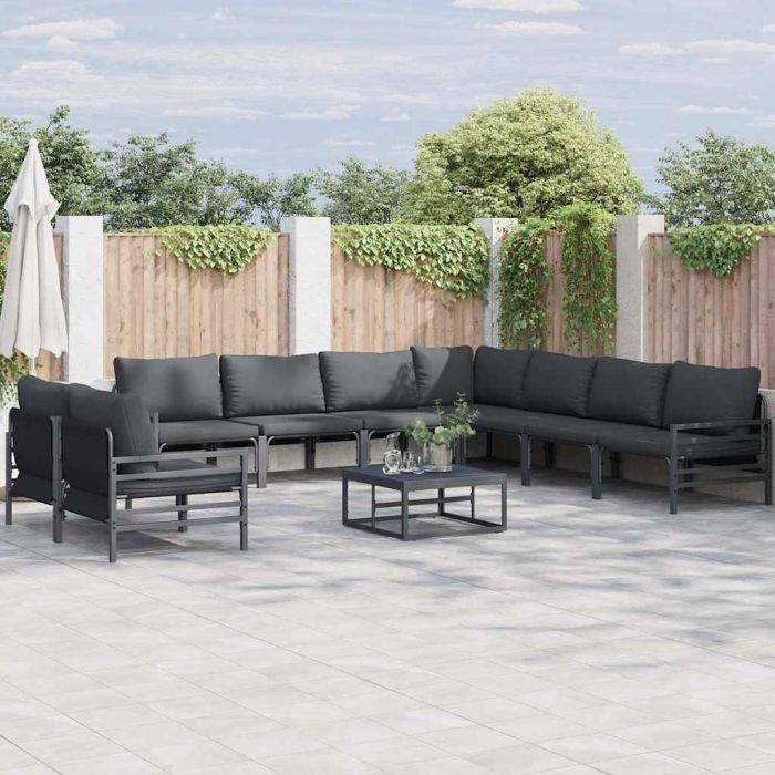 WAVUE Garden Sofa Set with Cushion 9 pcs Steel - Black