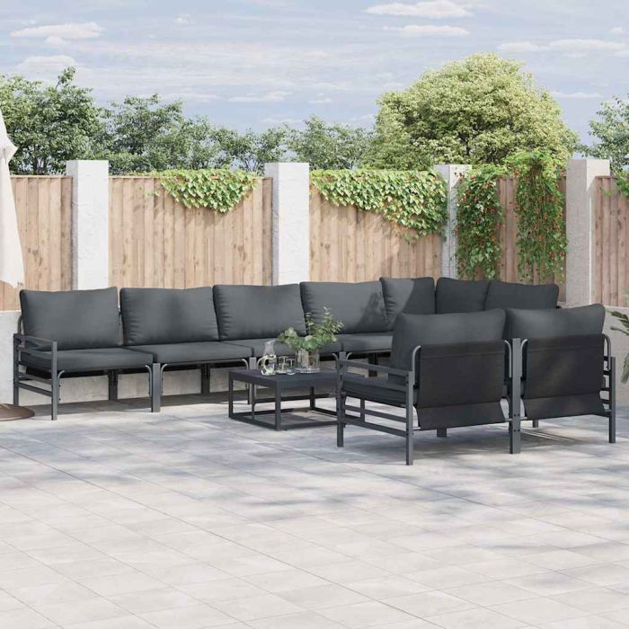 WAVUE Garden Sofa Set with Cushion 9 pcs Steel - Black