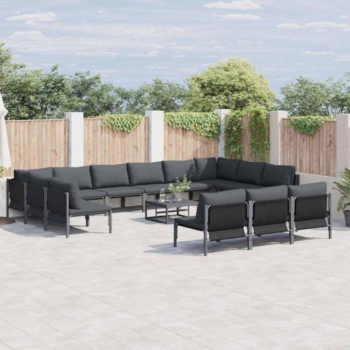 WAVUE Garden Sofa Set with Cushion 13 pcs Steel - Black