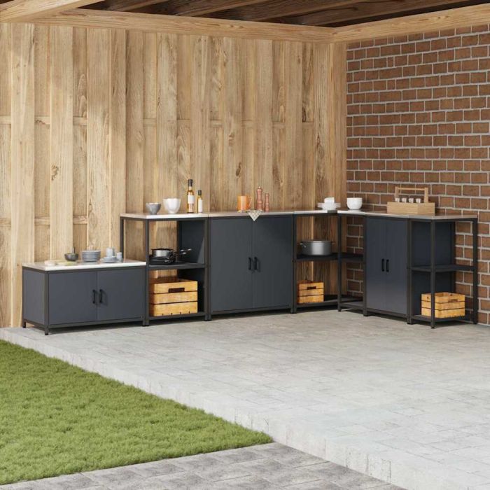 Kitchen Storage Cabinet with Shelf with Door Anthracite Steel