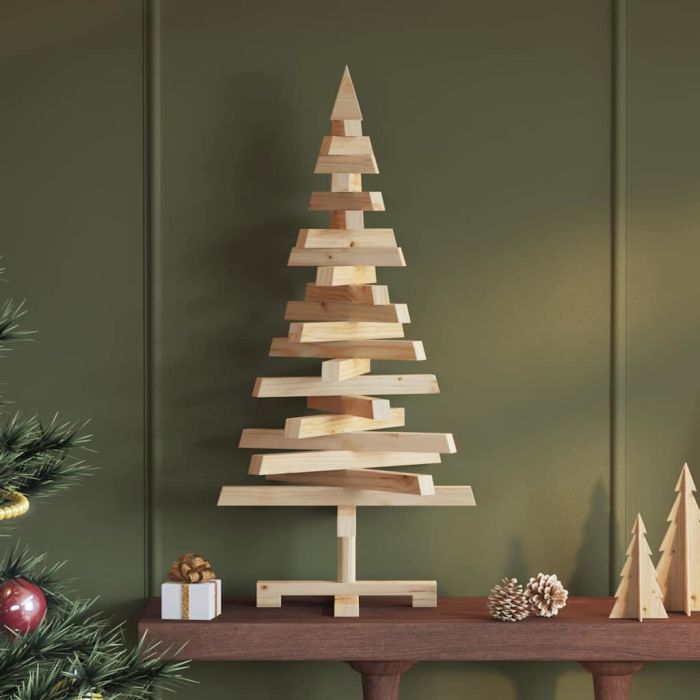 GLINTOR Christmas Trees with Stand Natural 90 cm Solid pine wood