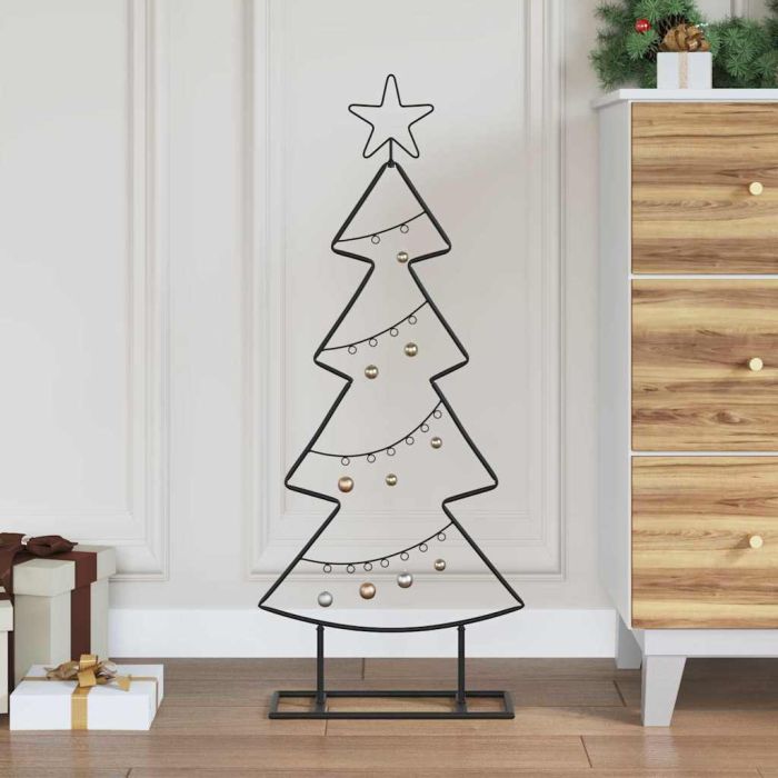 FLIXNOR Metal Christmas Tree with Stand Black 90 cm Steel