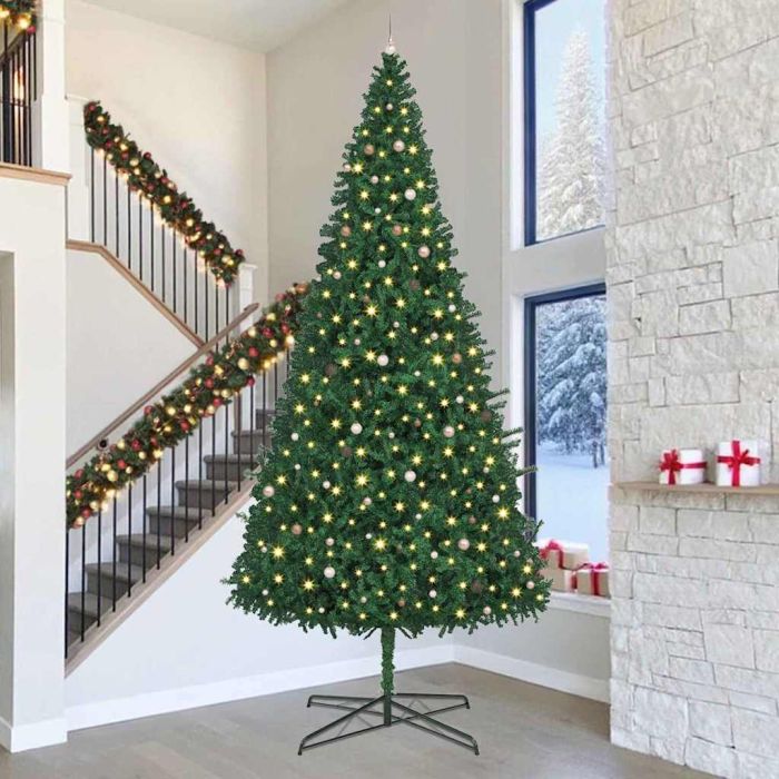 EMBERLY Christmas Tree with Decorative String Lights Green 400 cm PVC