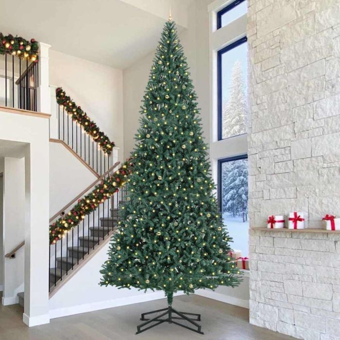 EMBERLY Artificial Pre-lit Christmas Tree with Ball Set Green 500 cm