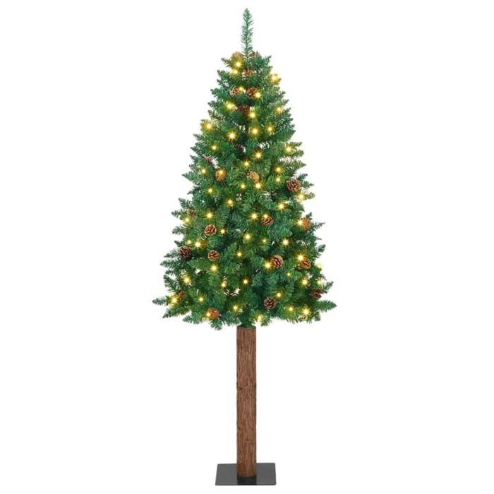 EMBERLY Slim Christmas Tree Green 210 cm PVC and Solid Pine wood