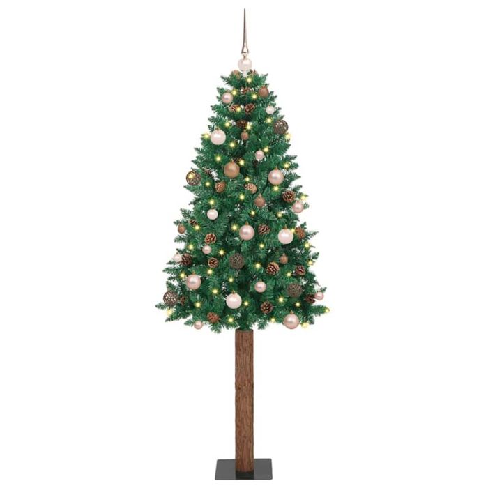 EMBERLY Slim Christmas Tree Green 210 cm PVC and Solid Pine wood