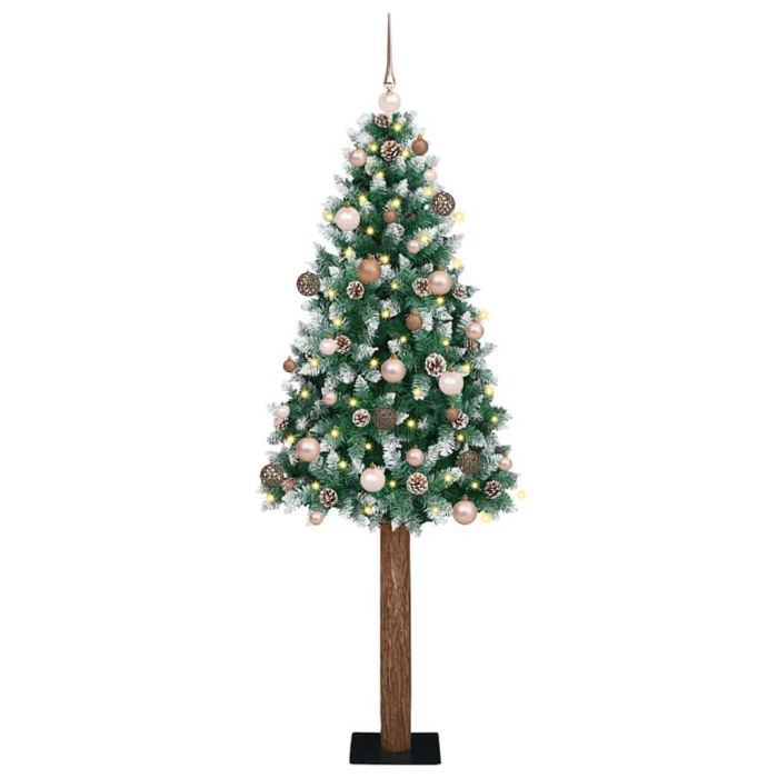 EMBERLY Slim Christmas Tree with 300 LEDs Green and White 180 cm