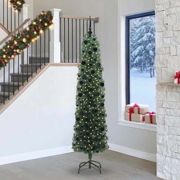 CLOVYN Artificial Christmas Tree with 300 LEDs with Stand Green 240 cm