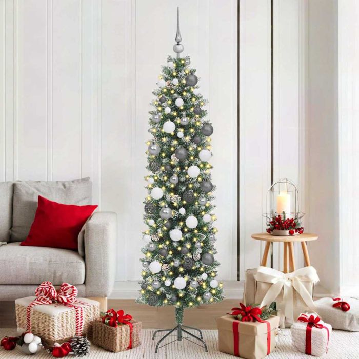 EMVER Artificial Slim Christmas Tree with 300 LEDs Green 180 cm