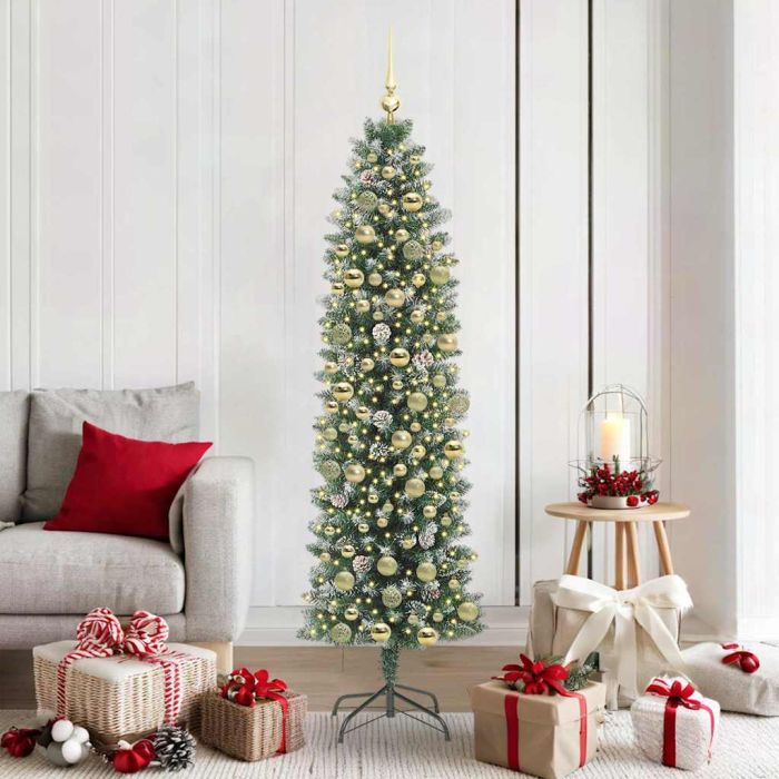 EMVER Artificial Slim Christmas Tree Green and white 180 cm