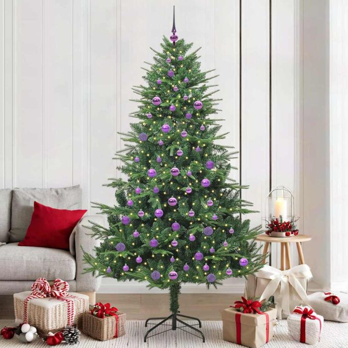 COSMER Artificial Pre-lit Christmas Tree with Ball Set Green 210 cm