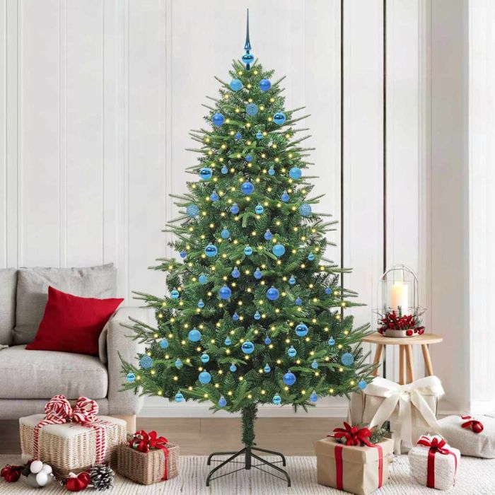 COSMER Artificial Pre-lit Christmas Tree with Ball Set Green 210 cm
