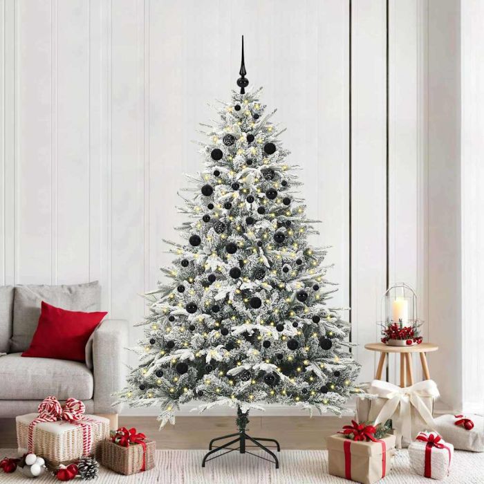 FELWIN Artificial Pre-lit Christmas Tree with Ball Set Green 210 cm