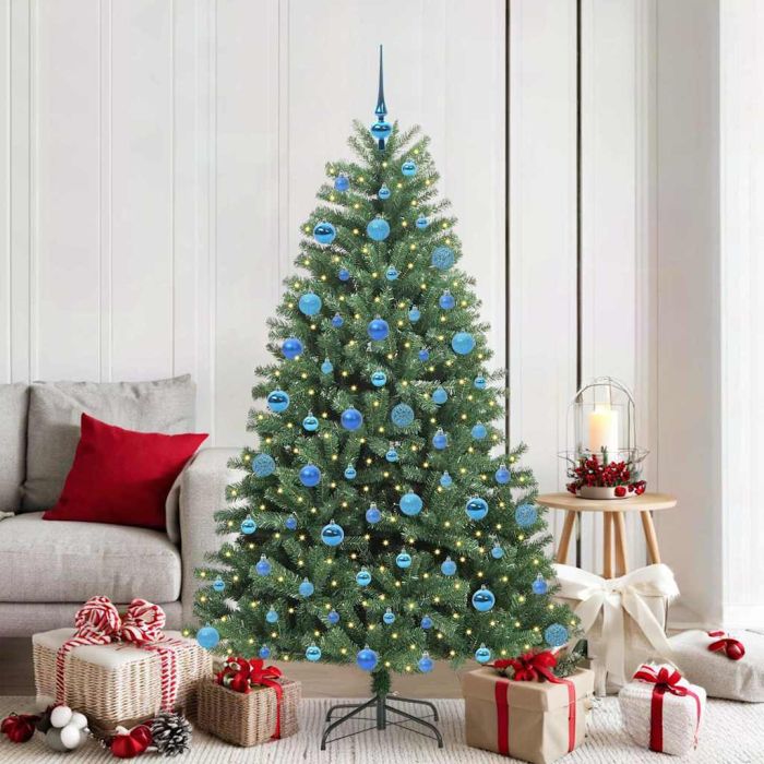 FELWIN Artificial Hinged Christmas Tree Green 180 cm PVC and Metal