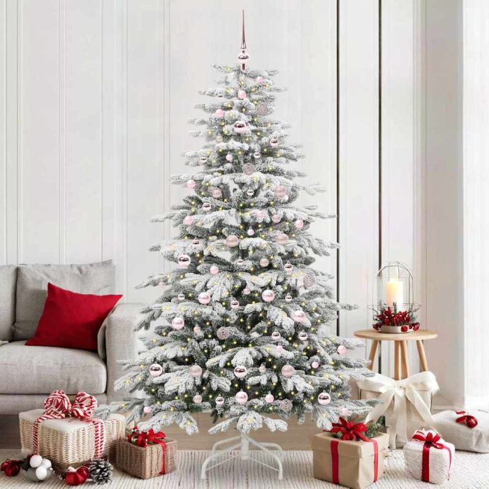 BRILAN Artificial Hinged Christmas Tree White 210 cm PE and PVC