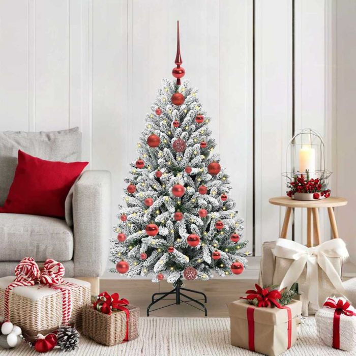 BRILCA Artificial Christmas Tree Green and White 120 cm PVC and Metal