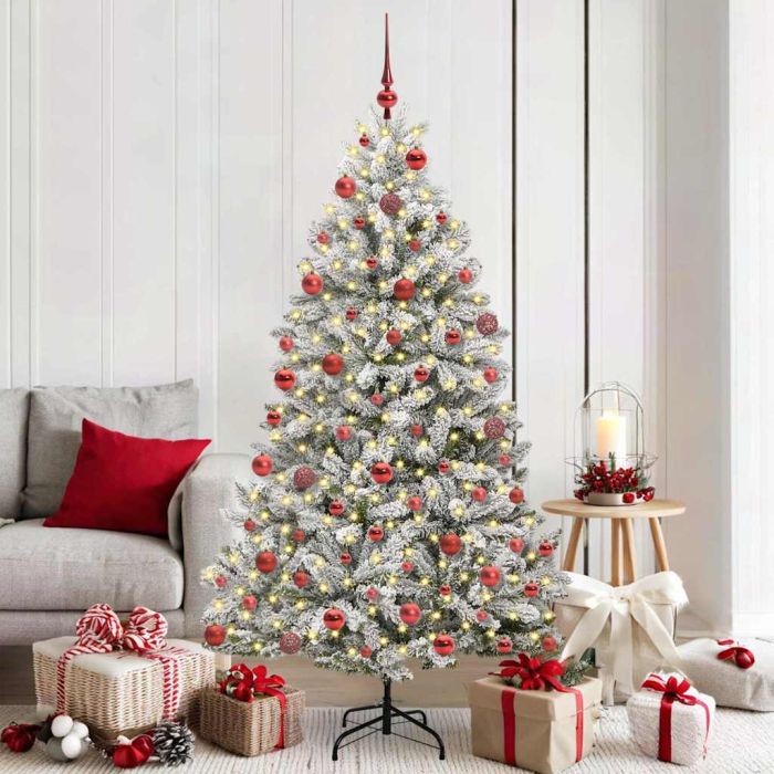 BRILCA Artificial Christmas Tree Green and White 180 cm PVC and Metal