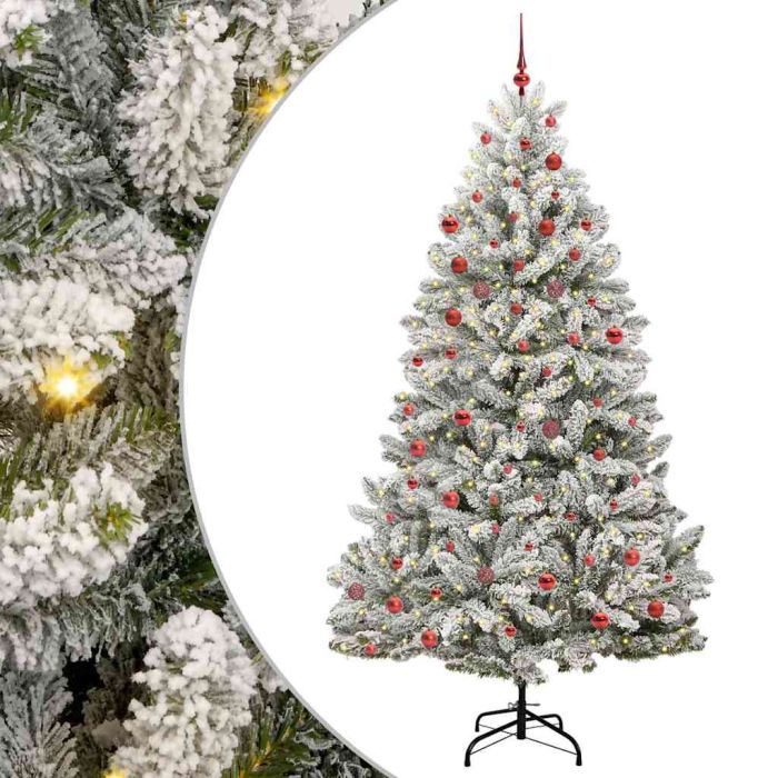 BRILCA Artificial Christmas Tree Green and White 210 cm PVC and Metal