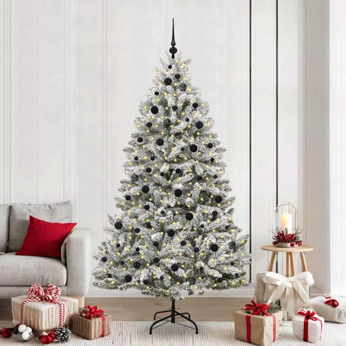 BRILCA Artificial Christmas Tree Green and White 210 cm PVC and Metal
