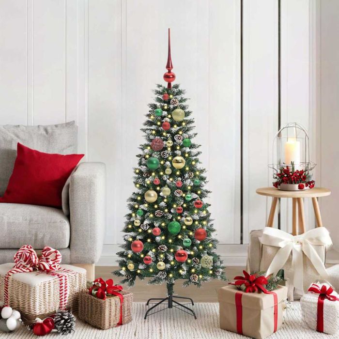 BRINLO Artificial Christmas Tree with 150 LEDs with Stand Green 120 cm