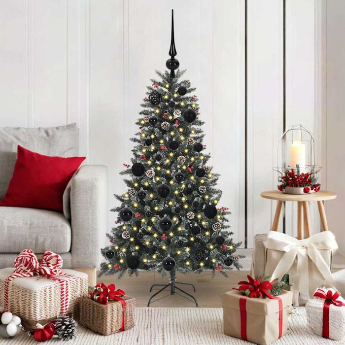 BRINLO Artificial Christmas Tree with 150 LEDs with Stand Green 120 cm