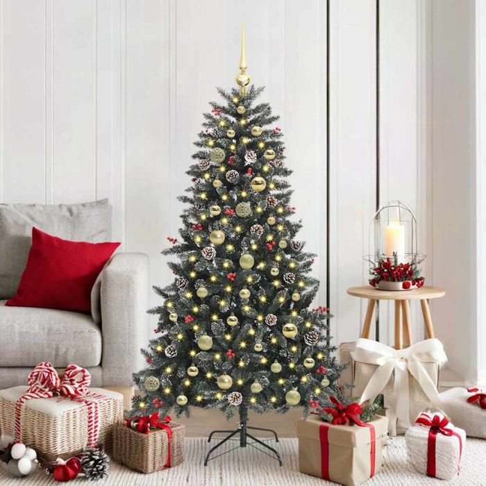 BRINLO Artificial Christmas Tree with 150 LEDs with Stand Green 150 cm
