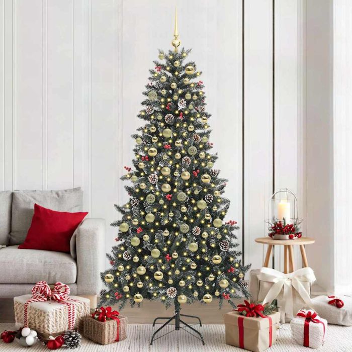 BRINLO Artificial Christmas Tree with 300 LEDs with Stand Green 210 cm