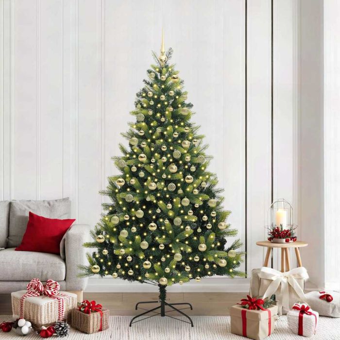 BRISKA Artificial Hinged Christmas Tree 300 LEDs Green 210 cm