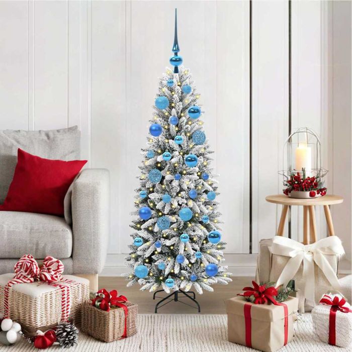 BRISKA Artificial Christmas Tree with 150 LEDs with Stand White 120 cm