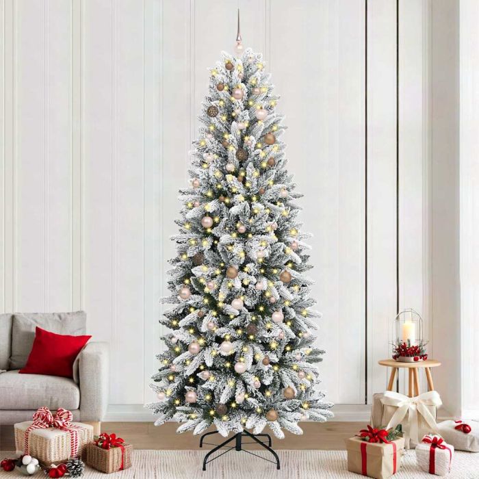 BRISKA Artificial Christmas Tree with 300 LEDs with Stand White 240 cm