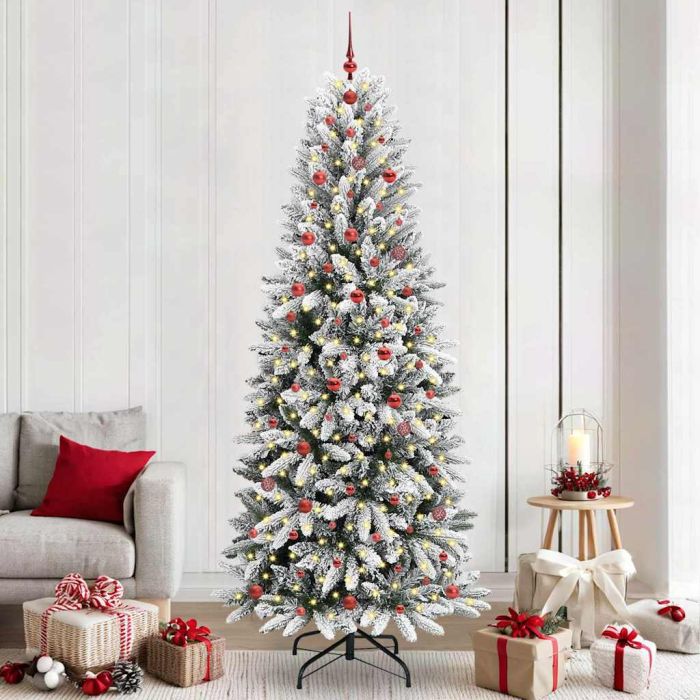 BRISKA Artificial Christmas Tree with 300 LEDs with Stand White 240 cm