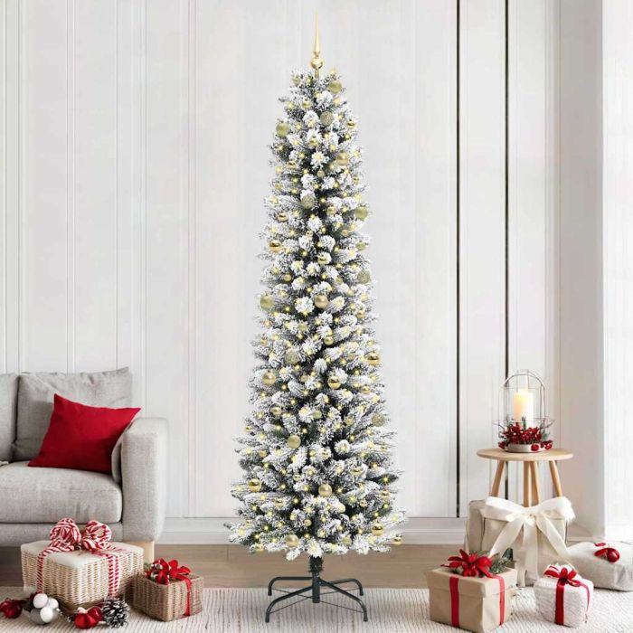 FIRDEN Artificial Christmas Tree with 300 LEDs Green and white 240 cm