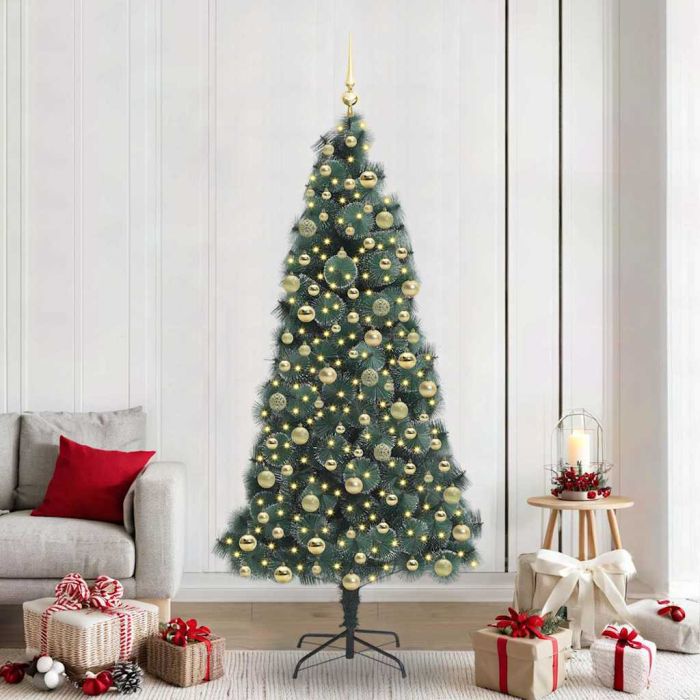 FIRDEN Artificial Pre-lit Christmas Tree with Ball Set Green 210 cm