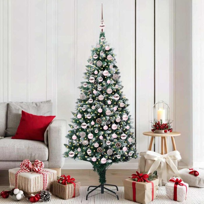 COSWIN Artificial Christmas Tree with 300 LEDs with Stand Green 180 cm