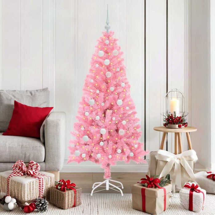 CINDOR Christmas Tree with 150 LEDs with Stand Pink 150 cm PVC