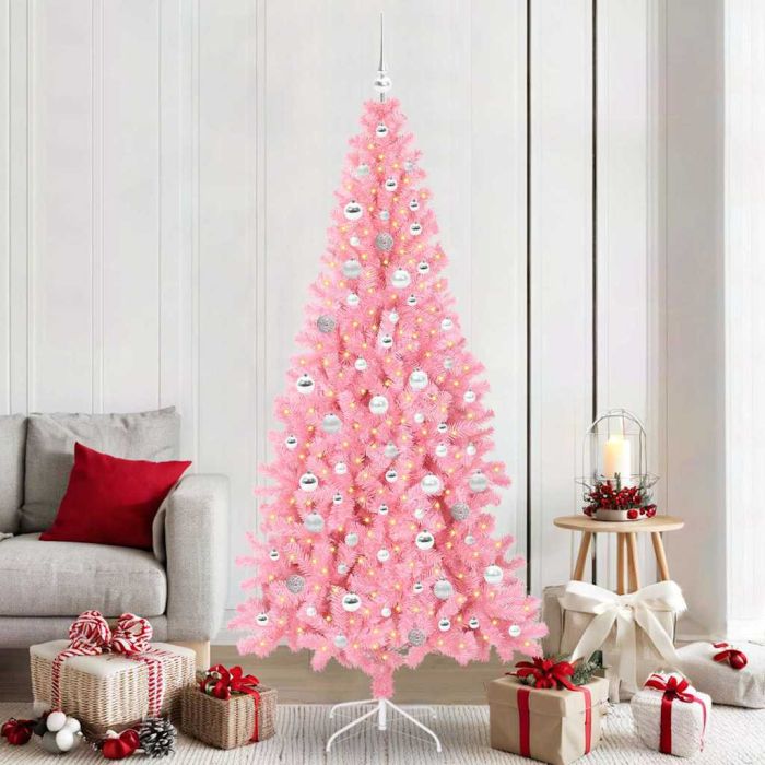 CINDOR Christmas Tree with 300 LEDs with Stand Pink 210 cm PVC