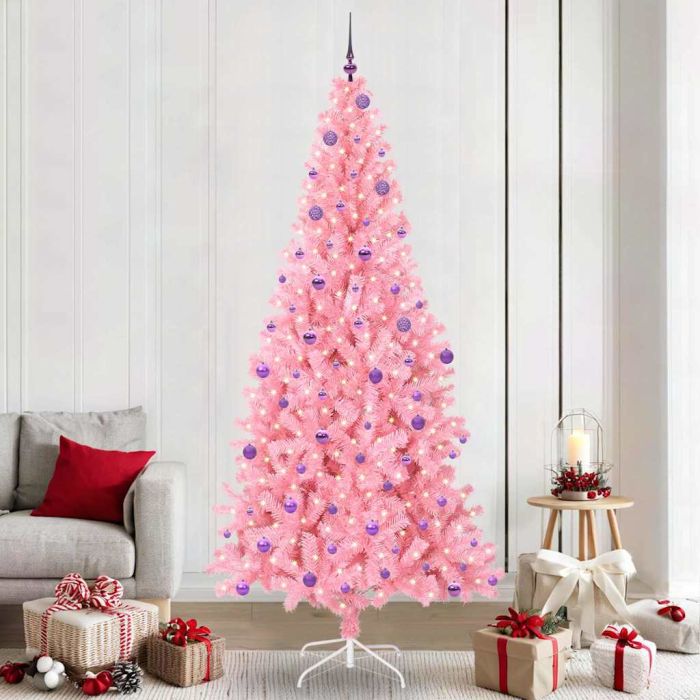 CINDOR Christmas Tree with 300 LEDs with Stand Pink 240 cm PVC