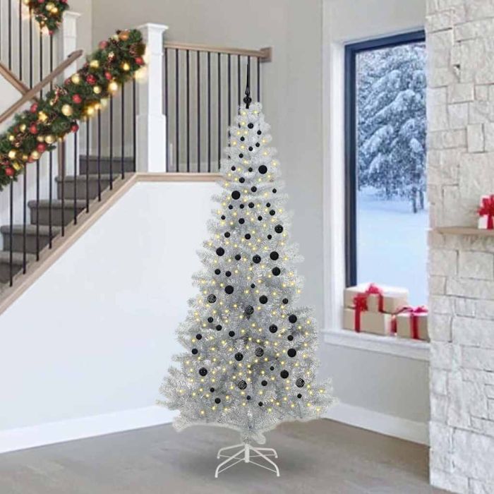 ELFIR Christmas Tree with 300 LEDs with Stand Silver 240 cm PET
