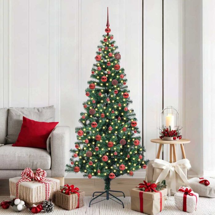 CHERLI Artificial Pre-lit Christmas Tree Green 180 cm PVC and Metal