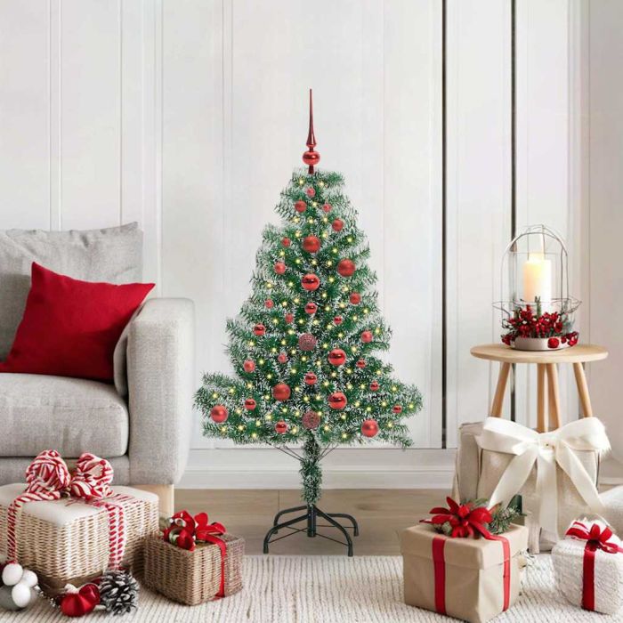 CHERLI Artificial Christmas Tree Snow Flocked with LED Light 120 cm