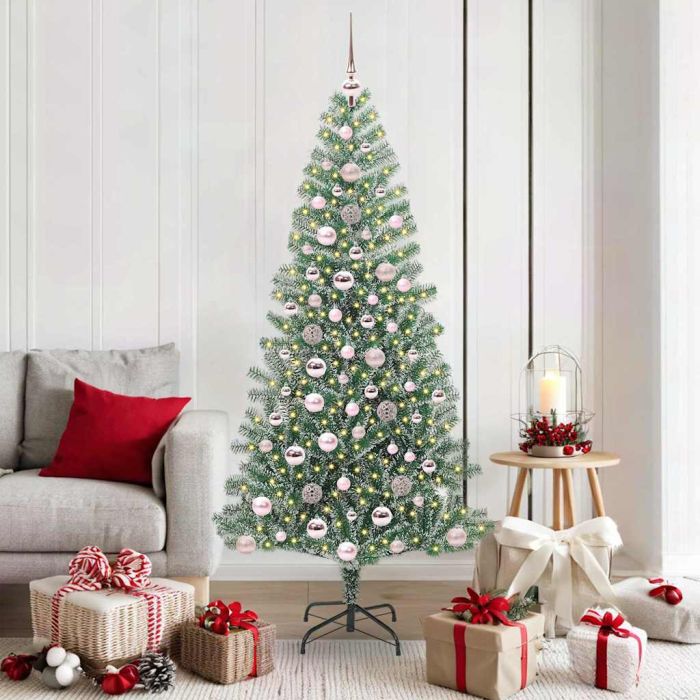 CINDEL Artificial Christmas Tree Snow Flocked with LED Light 180 cm