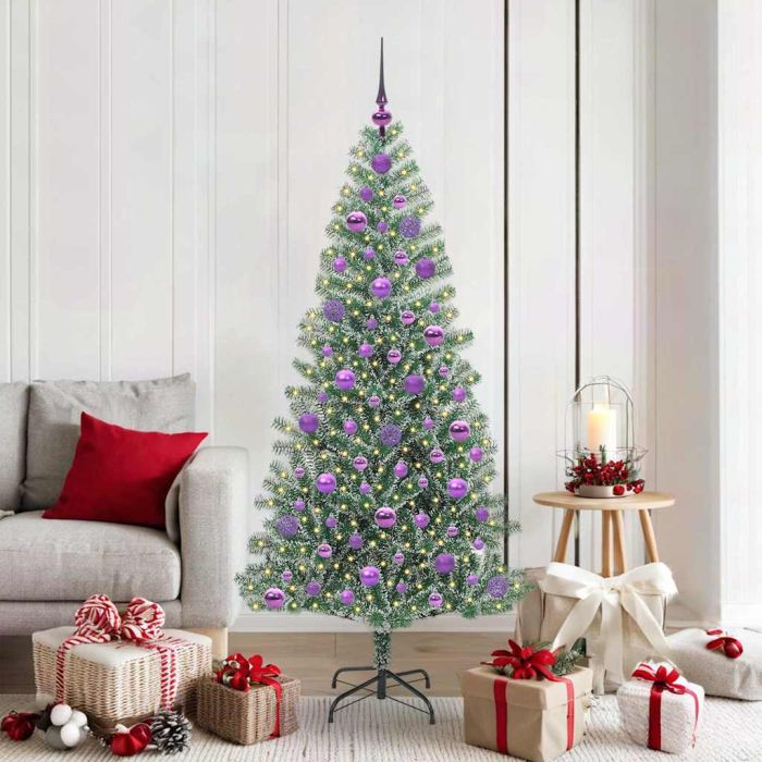 CINDEL Artificial Christmas Tree Snow Flocked with LED Light 180 cm
