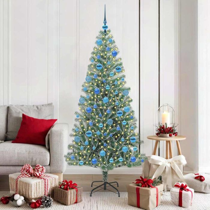 CINDEL Artificial Christmas Tree Snow Flocked with LED Light 180 cm