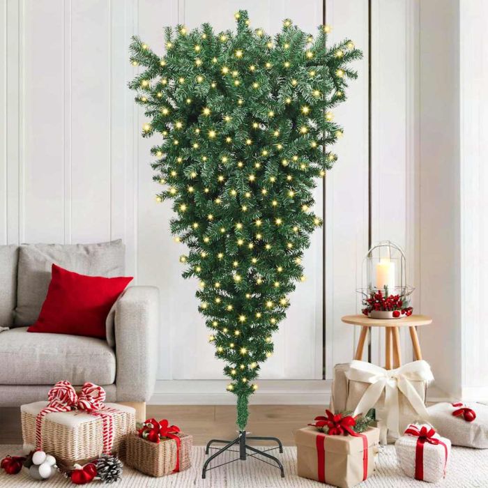 CINDEL Upside-down Artificial Pre-lit Christmas Tree Green 180 cm PVC