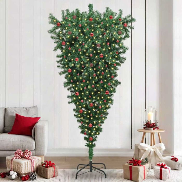 CINDEL Upside-down Artificial Pre-lit Christmas Tree with Ball Set